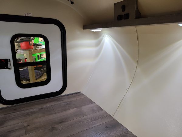 Interior of an Adventure camping trailer at Earthship Overland at their showroom in Englewood, CO